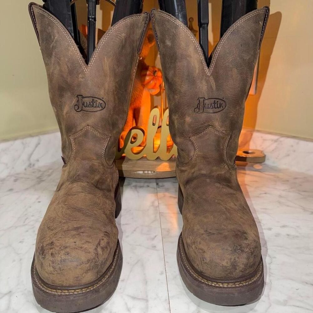 Justin Men's Balusters Bay Gaucho Brown Steel Toe Work Boots 4445
Size 10D